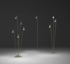 Lampadaire extérieur,Brisa, 5 bras, laqué oxydé mat, IP65,LED, 2700K, 996lm, Ø30cm, H100cm - Vibia