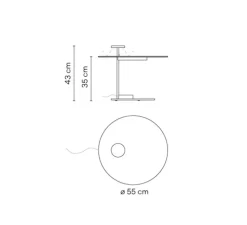 Lampadaire, Flat 5950, blanc, LED, dim, 2700K, 1200 lm, Ø55cm, H43cm - Vibia