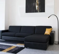 Lampadaire*Contardi Lampadaire, Flexiled, , LED, dim, 2700K, 800 lm, Ø37cm, H203cm - cuir noir