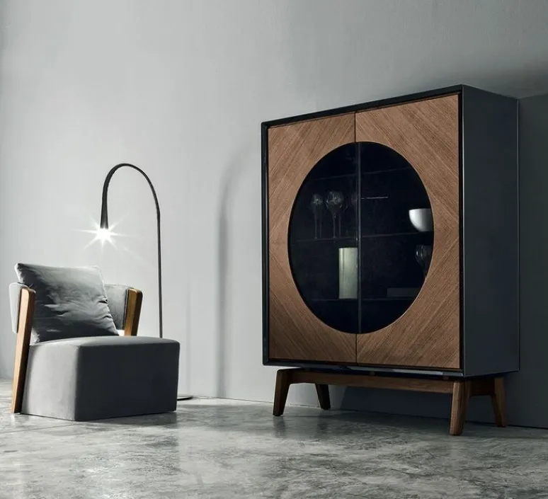 Lampadaire*Contardi Lampadaire, Flexiled, , LED, dim, 2700K, 800 lm, Ø37cm, H203cm - cuir noir