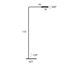 Lampadaire*Lumina Lampadaire, Flo, , LED, dim, 2700K, 302 lm, L42cm, H110cm - gunmetal