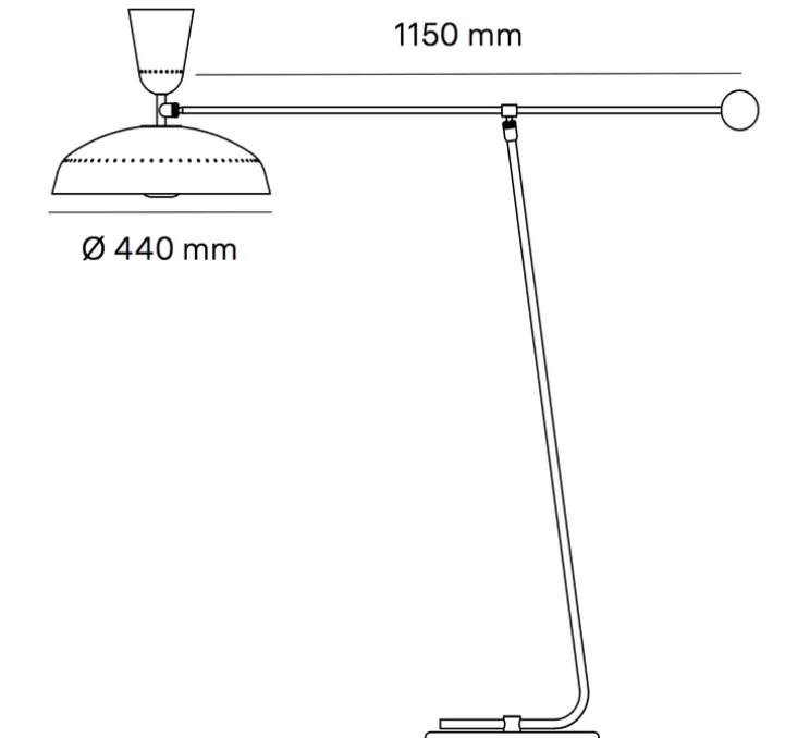 Lampadaire, G1 Guariche Small, craie, L115cm, H120cm - Sammode