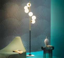 Lampadaire*Stilnovo Lampadaire, Galassia, , L42,3cm, H191,8cm - blanc et or