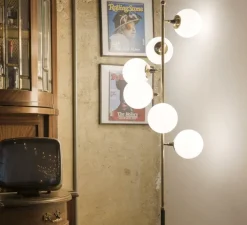 Lampadaire*Stilnovo Lampadaire, Galassia, , L42,3cm, H191,8cm - blanc et or