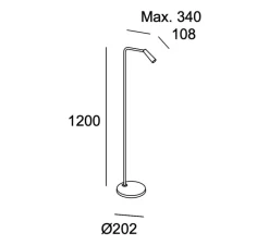 Lampadaire*LEDS C4 Lampadaire, Gamma, , LED, 2700k, 293 lm, Ø20,2cm, H120cm - or mat