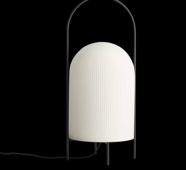Lampadaire, Ghost, noir et abat-jour verre opalin, Ø25cm, H60cm - Woud
