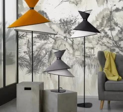 Lampadaire*DesignHeure Lampadaire, Grand Kimono, , Ø50cm, H166cm - Blanc et noir