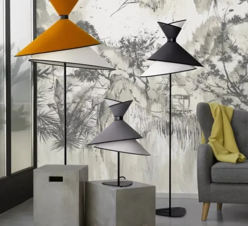 Lampadaire*DesignHeure Lampadaire, Grand Kimono, , Ø50cm, H166cm - Blanc et noir