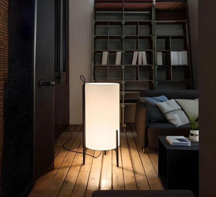 Lampadaire, Greta, chêne noir, blanc, Ø40cm, H90cm - Carpyen