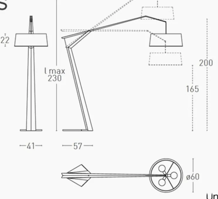 Lampadaire, grus, gris terre, L220cm, H230cm - Lumen Center Italia