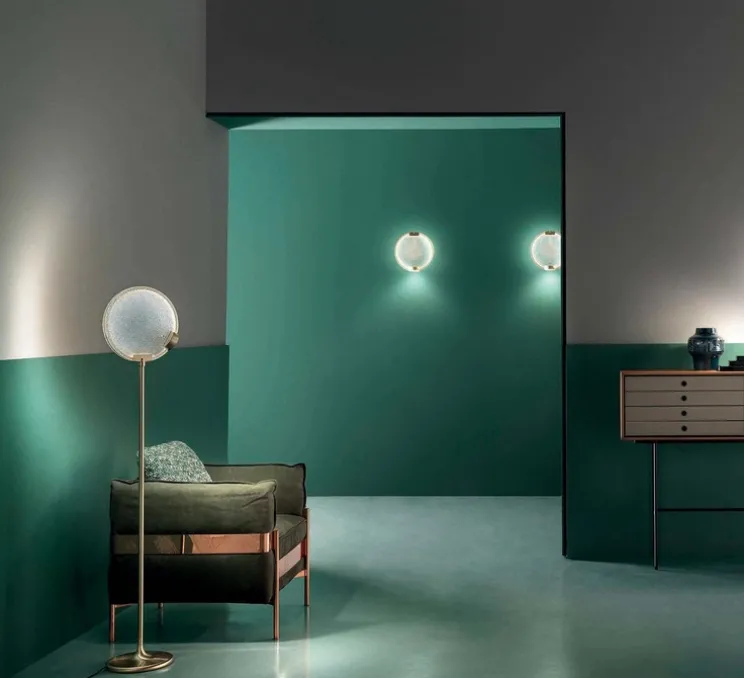 Lampadaire, Horo STL, Laiton, transparent, LED, dim, 3000K, 1854 lm, L30cm, H150cm - Masiero