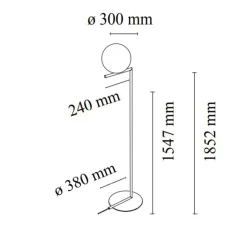 Lampadaire*Flos Lampadaire, IC Lights Floor 2, , Ø38cm, H185,2cm - opalin et chrome