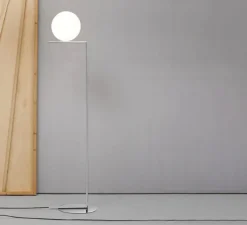 Lampadaire*Flos Lampadaire, IC Lights Floor 1, , Ø27,5cm, H135cm - opalin et chrome