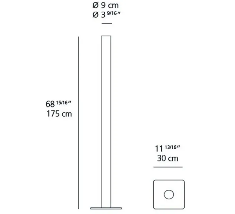 Lampadaire*Artemide Lampadaire, Ilio, , LED, 2700K, 3332lm, dimmable, Ø30cm, H175cm - noir