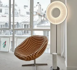 Lampadaire, Iris Totem 60, Marbre blanc, LED, dim, 2700K, 5250 lm, L60cm, H170,4cm - Dix heures dix