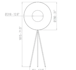 Lampadaire, Iris Tripod 80, blanc & noir, LED, dim, 2700K, 7350 lm, L181,5cm, H78cm - Dix heures dix