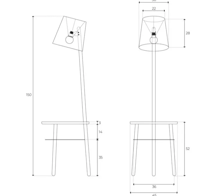 Lampadaire, Josette, blanc, H140cm - Hartô