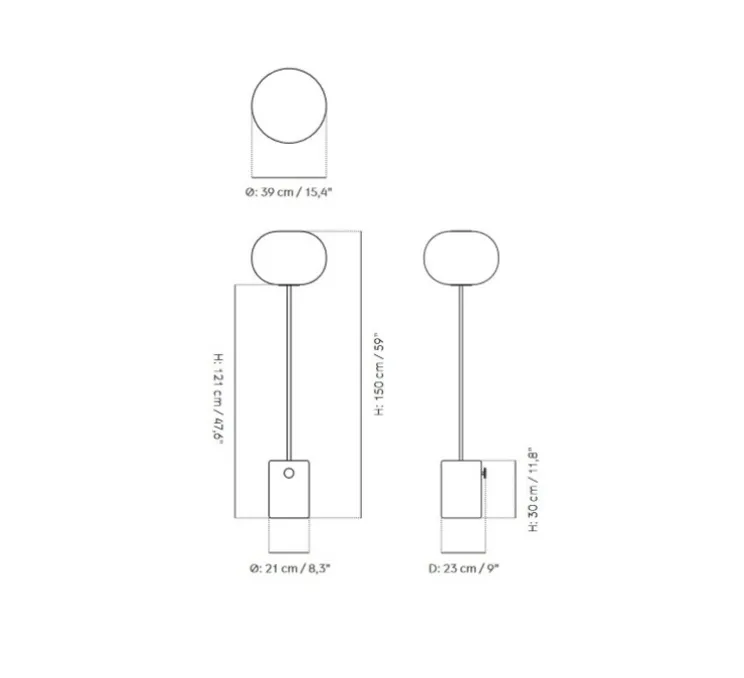 Lampadaire, JWDA , marbre, laiton bruni, Ø39cm, H150cm - Audo Copenhagen