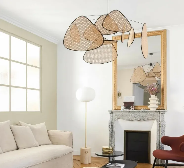 Lampadaire, JWDA, travertin, laiton, LED, 2200K, 700lm, Ø39cm, H150cm - Audo Copenhagen