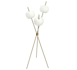 Lampadaire*KDLN Lampadaire, Kushi, , LED, 2700K, 1900lm, Ø56cm, H140cm - blanc et laiton