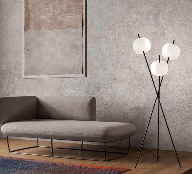 Lampadaire*KDLN Lampadaire, Kushi, , LED, Ø56cm, H140cm - blanc, noir