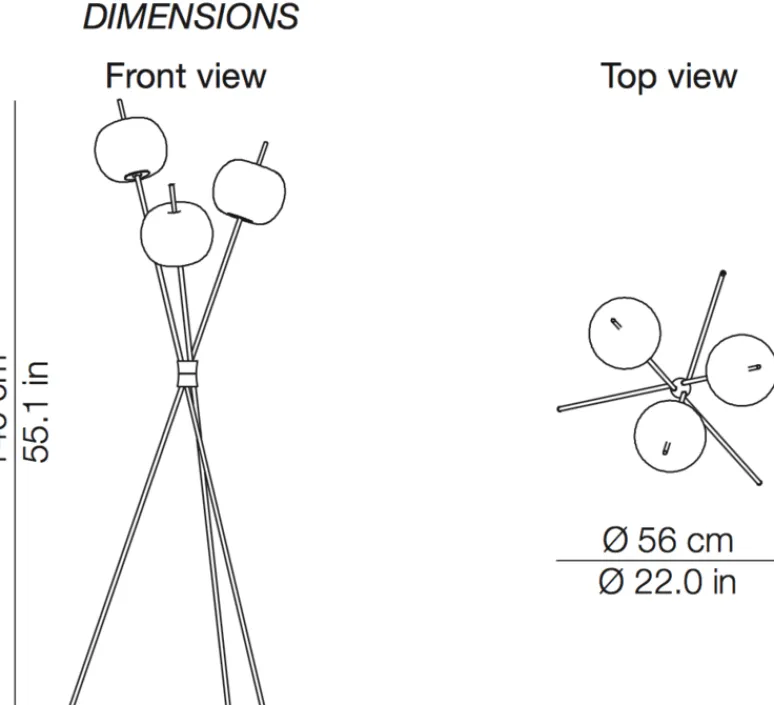 Lampadaire*KDLN Lampadaire, Kushi, , LED, Ø56cm, H140cm - blanc, noir