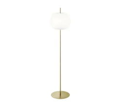 Lampadaire, Kushi XL, Verre opalin blanc, laiton, à variation, Ø43cm, H183cm - KDLN