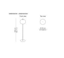 Lampadaire, Kushi XL, Verre opalin blanc, laiton, à variation, Ø43cm, H183cm - KDLN