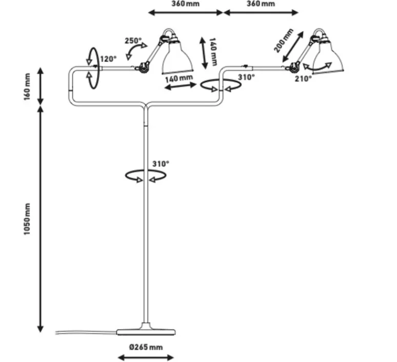 Lampadaire*DCW éditions Paris Lampadaire, Lampe Gras 411, noir, H120cm - Dcw éditions noir satiné