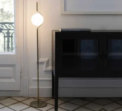 Lampadaire, Le vita, blanc, or, LED, 2700k, 570lm, Ø20cm, H118cm - Faro