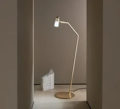 Lampadaire, Lei, 564.61, laiton satiné, verre transparent, L32cm, H127,1cm - Tooy