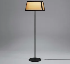 Lampadaire*Tooy Lampadaire, Lilly, 558.65, , Ø50cm, H150cm - noir texturé, tissu beige et maille noire