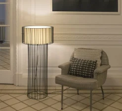 Lampadaire, LINDA, noir, Ø50cm, H117cm - Faro