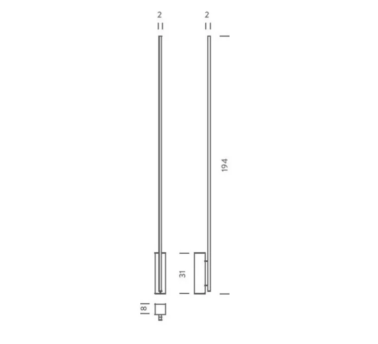 Lampadaire, Linescapes, blanc, LED, 2700K, 2050lm, dimmable, L8cm, H194cm - Nemo Lighting