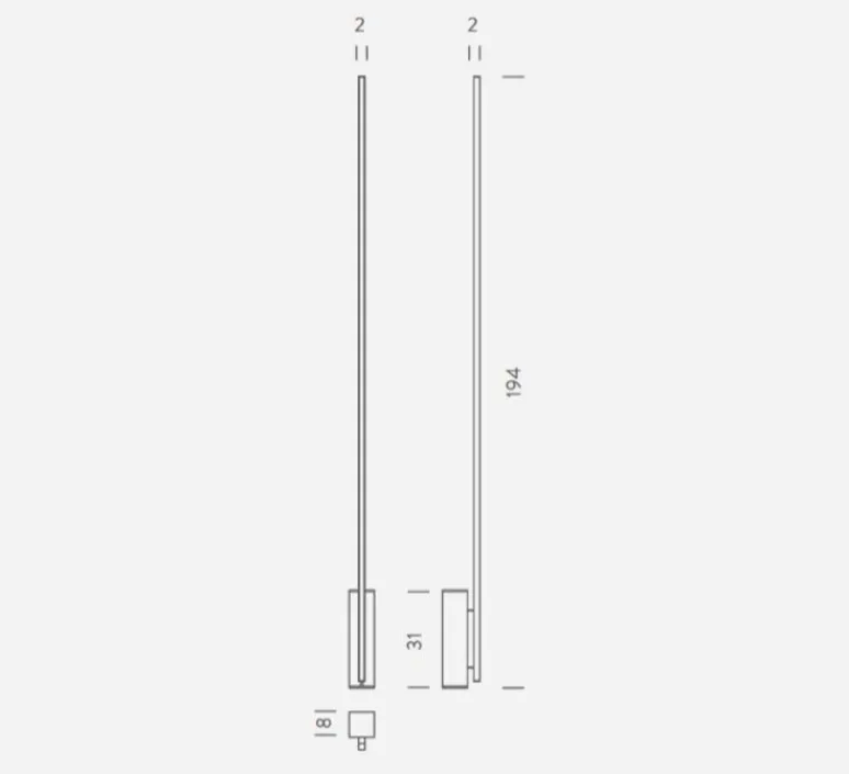 Lampadaire*Nemo Lighting Lampadaire, Linescapes, , LED, 3000K, 4560lm, dimmable, L8cm, H192cm - noir
