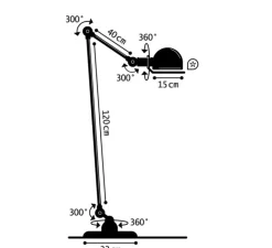 Lampadaire*Jieldé Lampadaire, Loft D1240, 2 bras, , Ø33cm, H160cm - noir