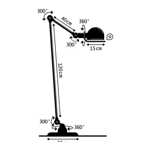 Lampadaire, Loft D1240, 2 bras, vert olive, Ø33cm, H160cm - Jieldé