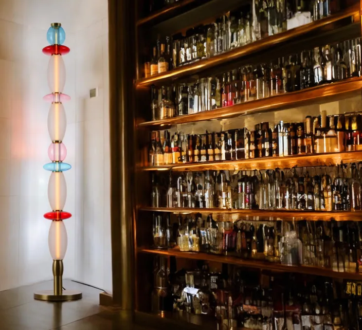 Lampadaire, Léonor, bleu, rouge, opaque, Ø25cm, H145cm - Elements lighting