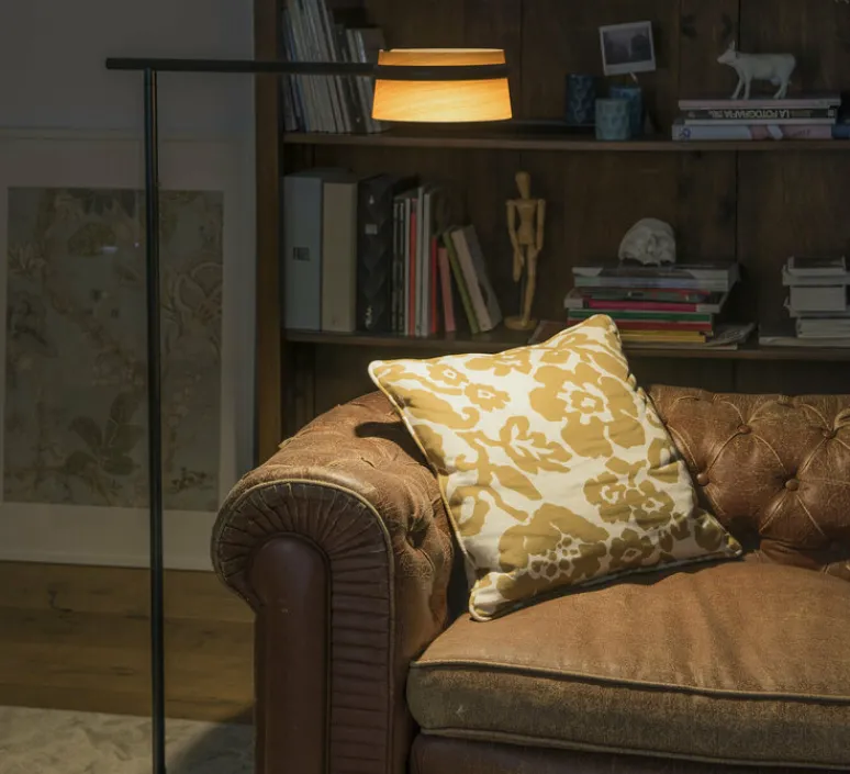 Lampadaire*Faro Lampadaire, LOOP, , LED, L65cm, H125cm - bois, noir