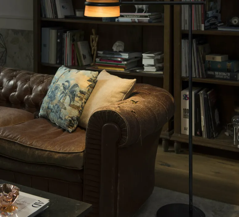 Lampadaire*Faro Lampadaire, LOOP, , LED, L65cm, H125cm - bois, noir