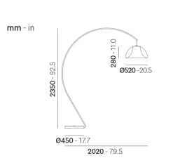 Lampadaire, L002T/BA, blanc, Ø52cm, H235cm - Pedrali