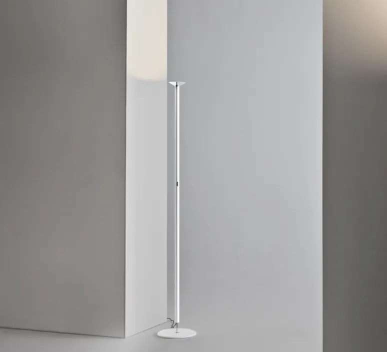 Lampadaire*Stilnovo Lampadaire, Luna, , LED, dim, 2700K, 2804 lm, Ø28cm, H181cm - blanc, chrome