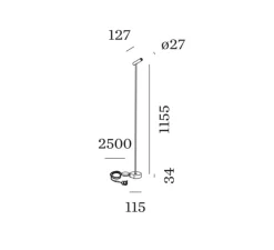 Lampadaire*Wever&Ducré Lampadaire, Match Floor 1.0, , LED, dim, 2700K, 505 lm, Ø11,5cm, H115,5cm - noir mat