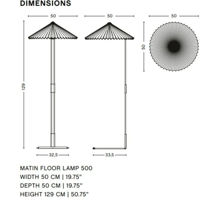 Lampadaire, Matin, jaune, LED, dim, 2600K, 420 lm, L50cm, H129cm - HAY