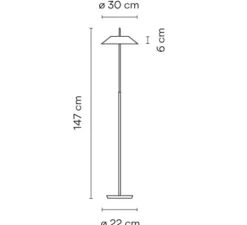 Lampadaire, Mayfair, blanc, LED, 2700K, 417lm, Ø30cm, H147cm - Vibia