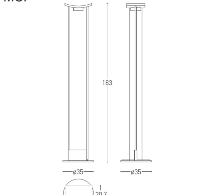 Lampadaire, MCP, blanc mat, LED, dim, 3000k, 3120 lm, L35cm, H183cm - Lumen Center Italia