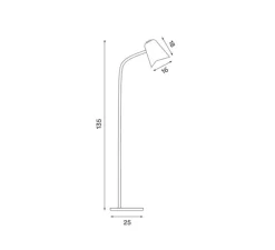 Lampadaire, Me, gris, LED, dim, 3000k, 1200lm, L25cm, H135cm - Northern