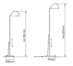 Lampadaire, Mezzaluna, chrome, LED, dim, 3000K, 6000 lm, L33cm, H2210cm - DCW éditions Paris
