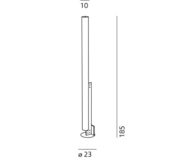 Lampadaire*KDLN Lampadaire, Model-T, , LED, dim, 2700K, 6600 lm, Ø23cm, H185cm - inox satiné