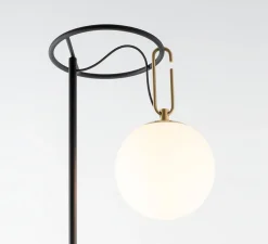 Lampadaire*Artemide Lampadaire, NH, , Ø42cm, H171,8cm - noir, laiton et blanc